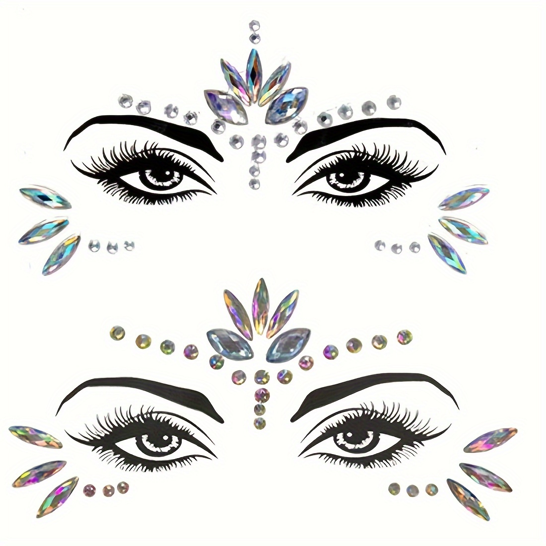 Festival Face Jewels Sticker, 3-Color Mermaid Tear Face Gems Glitter Tattoo  for Eye Corner and Forehead, Bindi Rhinestone Face Jewelry Rave Party
