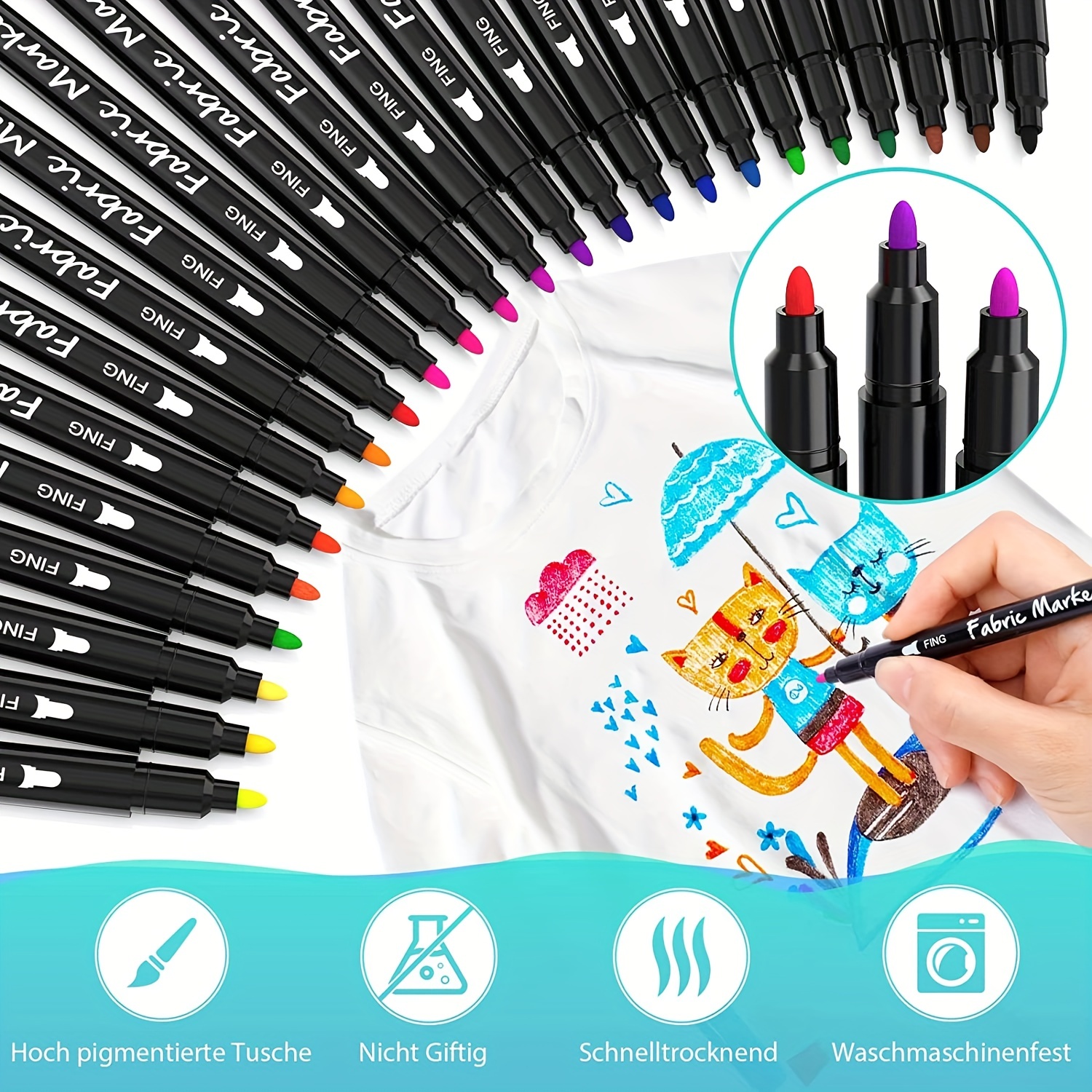 Colored Fabric Pens Washing Machine Resistant Fabric Pens - Temu