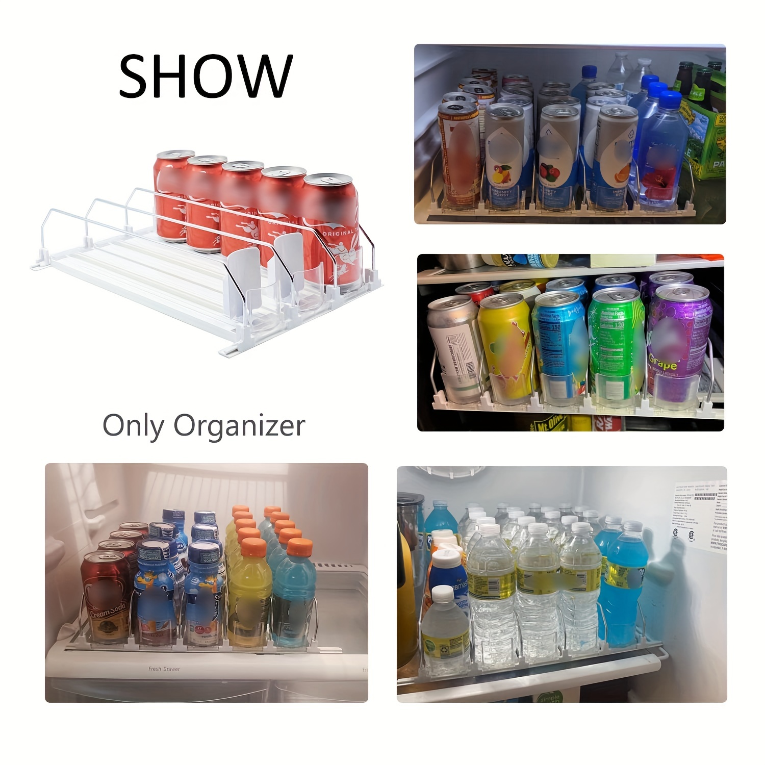 3/4/5 Rows, Easy Install Soda Can Dispenser For Refrigerator, Width  Adjustable Self-pushing Soda Can Organizer, Beer Pop Can Water Bottle  Storage, For Fridge, Pantry, Kitchen Supplies - Temu
