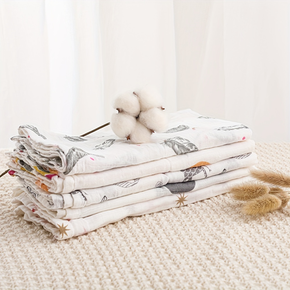 Muslin Baby Bath Towel & Swaddle Blanket, Organic 2-Layer