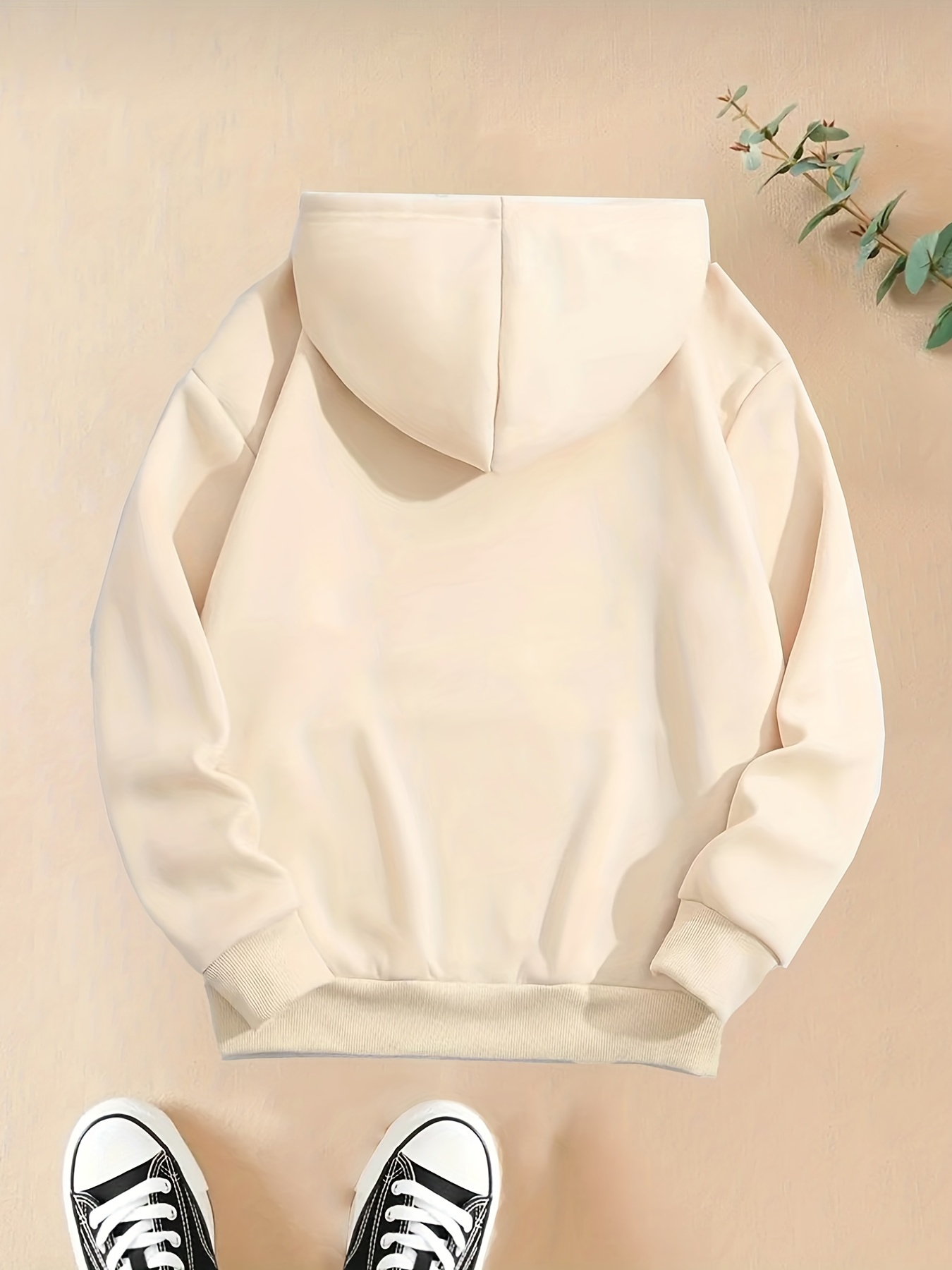 Solid Kangaroo Pocket Thermal Hoodie Casual Long Sleeve - Temu