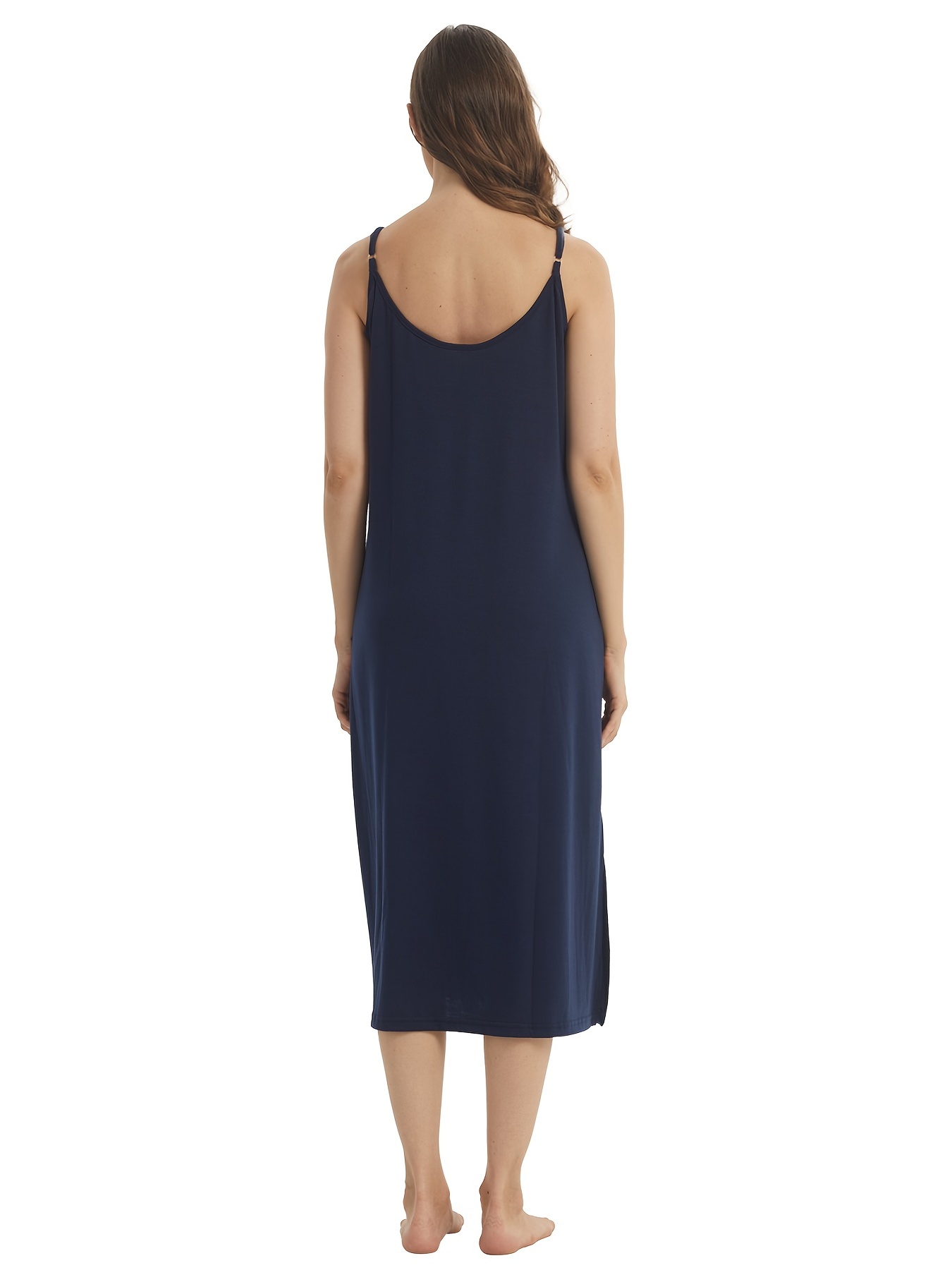 Women's Solid Thin Straps High Fork Pajamas Dress