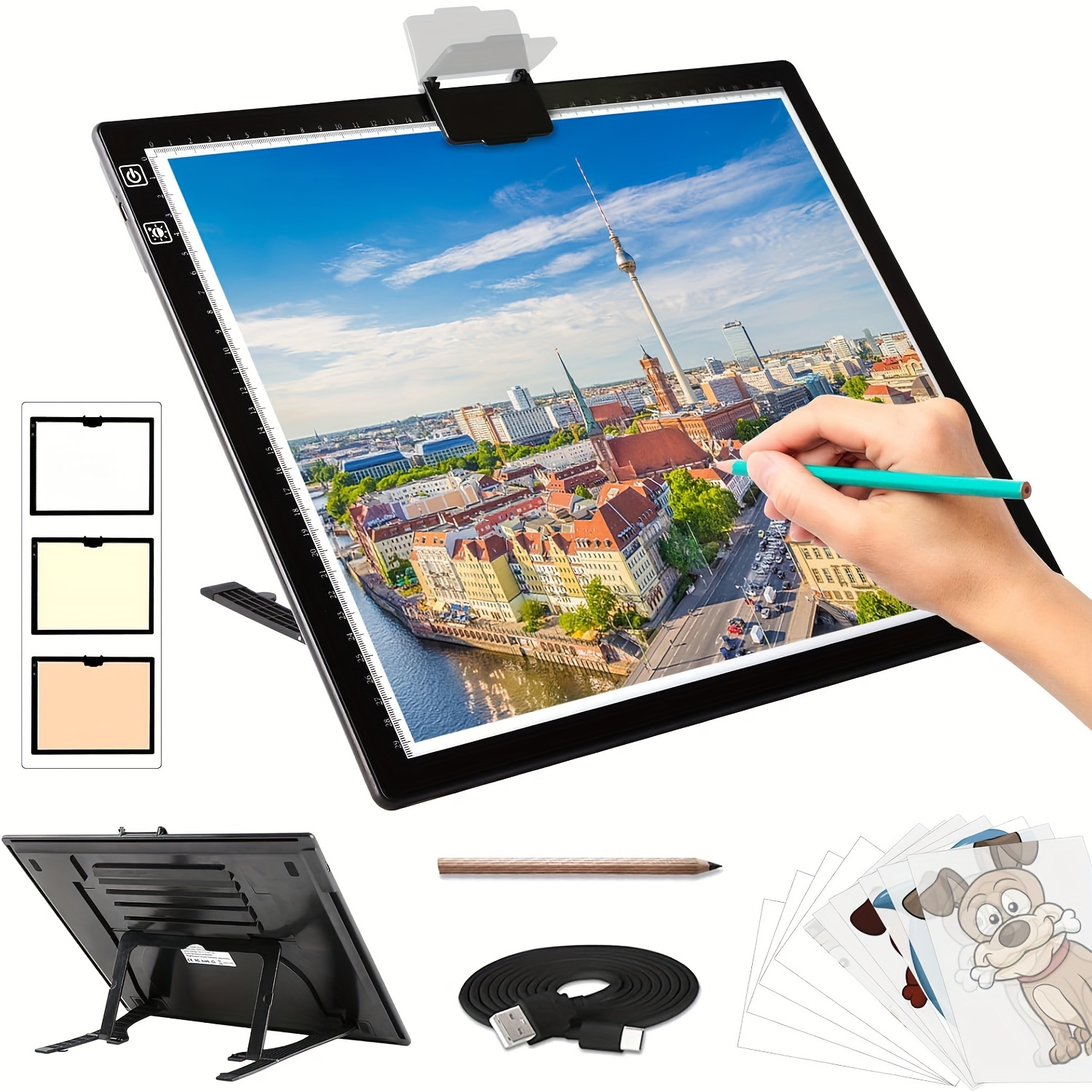 A4 Wireless Led Light Box With Innovative Stand And Top Clip, Rechargeable  Battery Powered Light Pad Stepless Dimmable 6 Levels Brightness Cordless  Light Board For Artists Drawing Sketching Animation - Temu Philippines