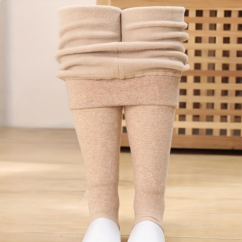 Girl's Knitted Solid Comfy Breathable Thermal Leggings Plus - Temu