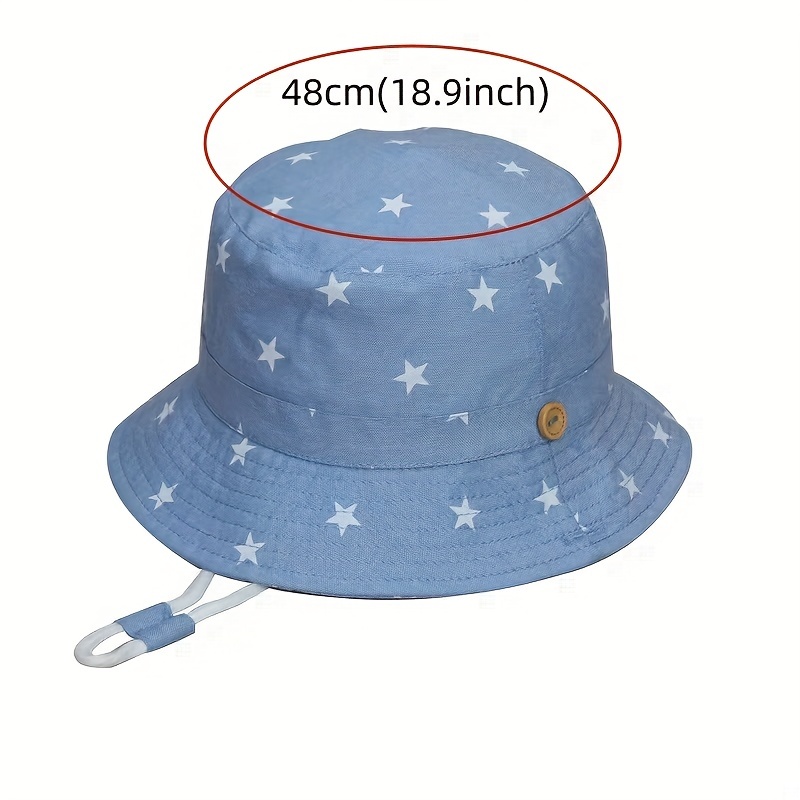 Baby Girls Cute Casual Star Pattern Drawstrings Denim Bucket Hat,  Fisherman's Hat, Sun Protection Hat For Summer Holiday Party Gift