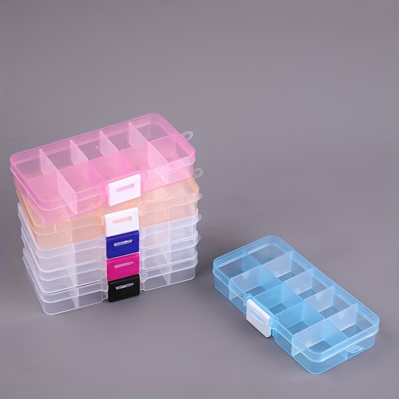 10 Grids Transparent Plastic Storage Box for Nail Jewelry PP Nail