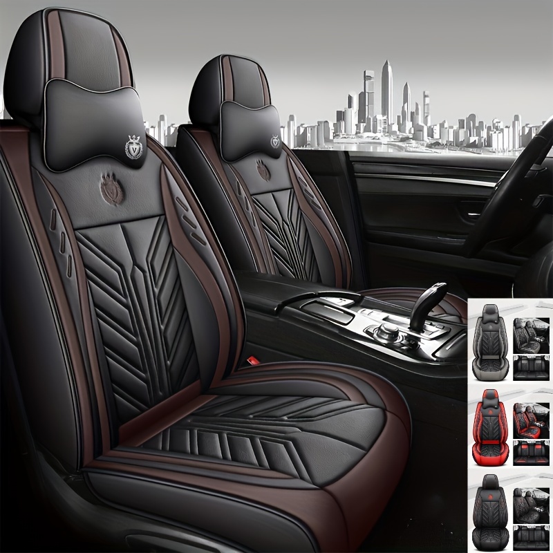 5 Seats Universal Car Seat Covers Deluxe PU Leather Seat Cushion Full Set  Cover
