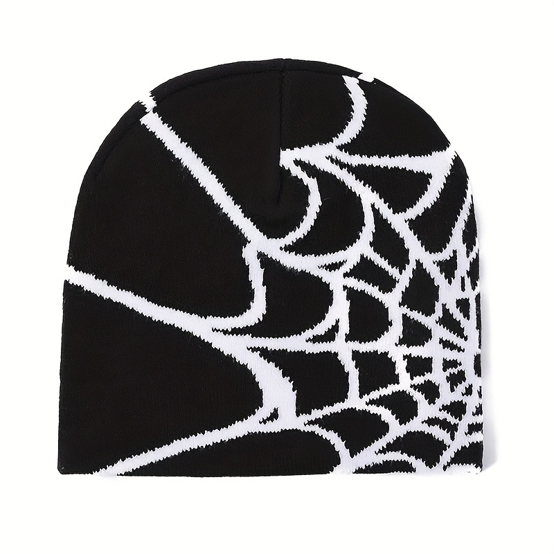 Outdoor Spider Pattern Acrylic Knitted Hat, Winter Casual Warm Beanies, A Creative Gift For Halloween & Day Of The Dead