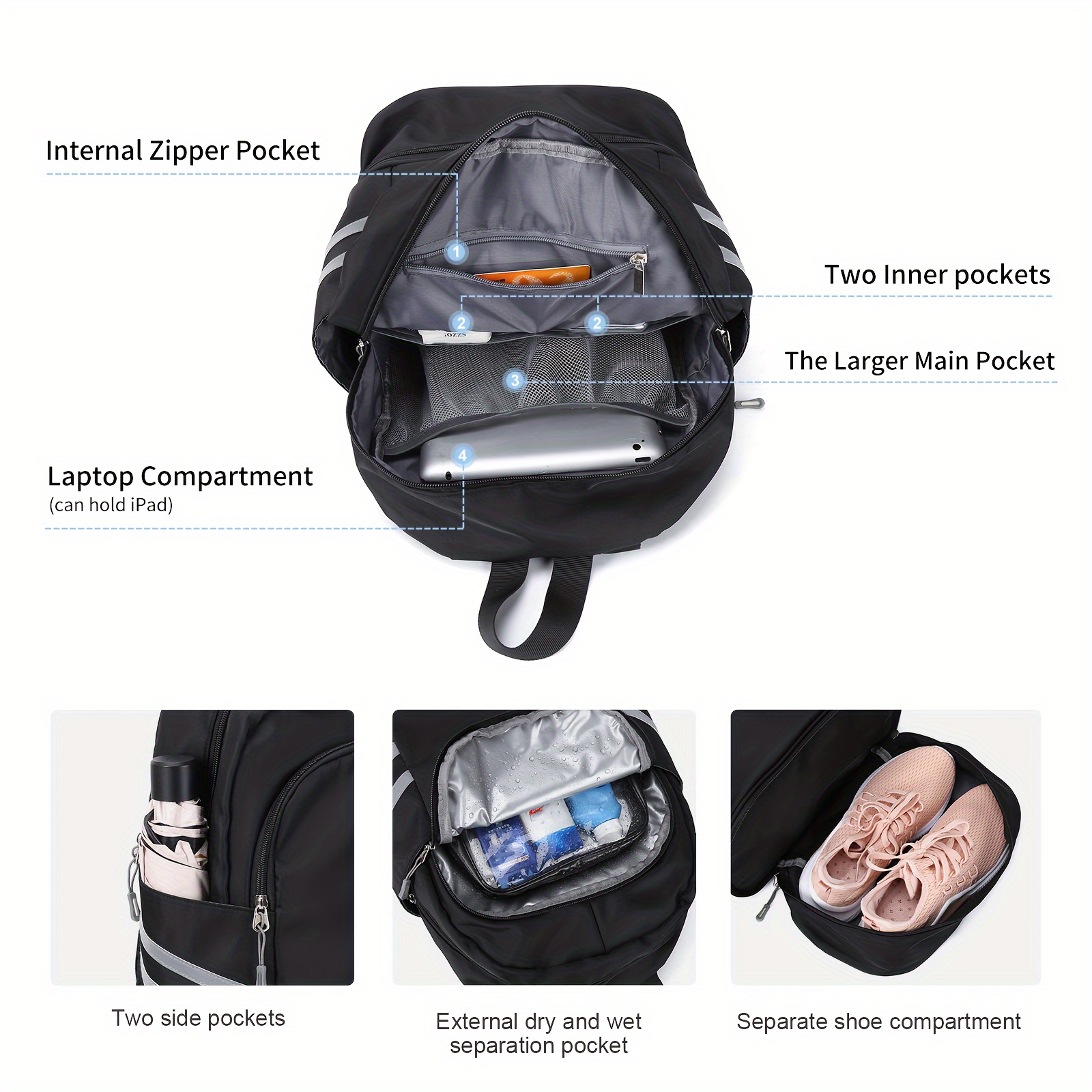 Laptop backpack clearance with clothing compartment