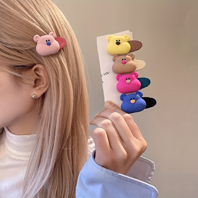 Cute Bear Decor Hairpins Candy Color Hair Clips Y2k Headwear - Temu
