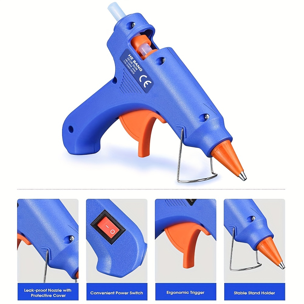 TOPIND Mini Hot Glue Gun Blue, 20W Heats Up Quickly Mini Heating Hot Melt  Glue Gun Kit with 20-pcs Glue Sticks(4inch long transparent) for Arts