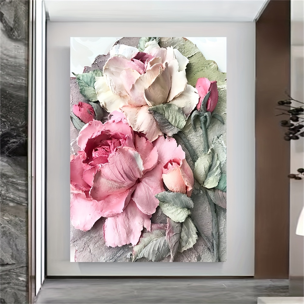 3D Texture Rose Flower Poster High Definition Print