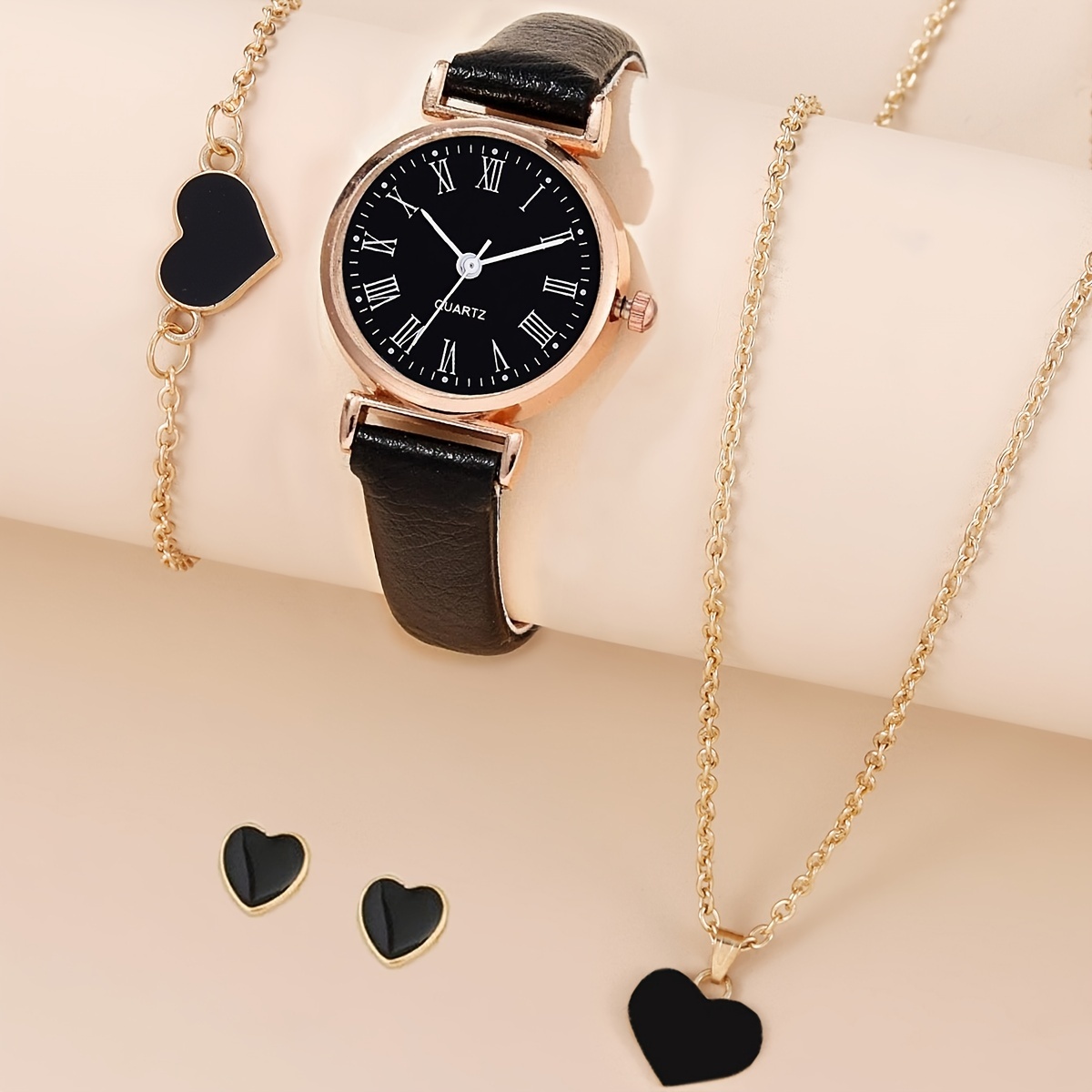 Reloj De Mujer De Moda Simple Conjunto De Pulsera De Corazón - Temu