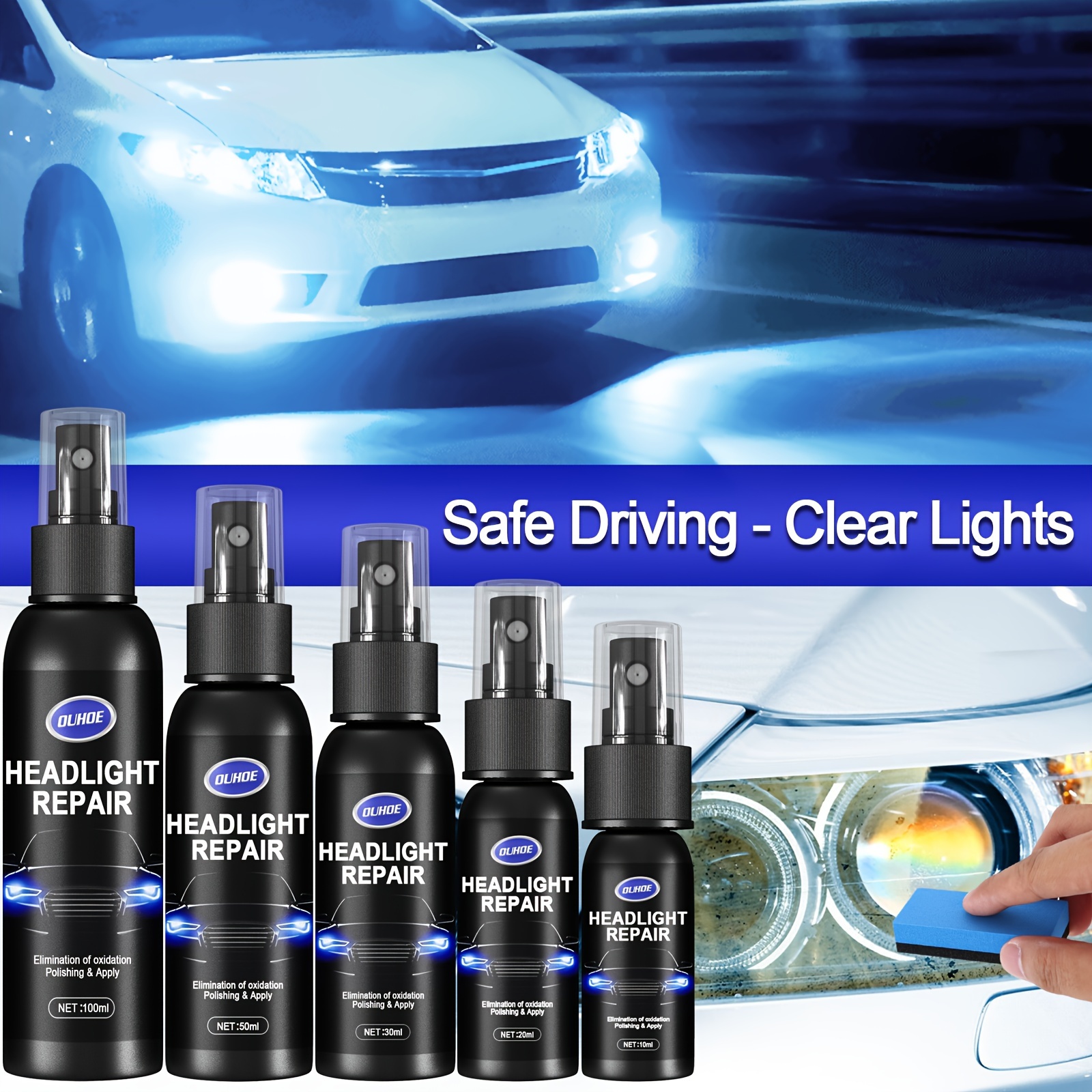 20ML Car Headlight Repair Fluid Scratch Removal Oxidation Repair Polishing  Lampshade Cleaning Tool