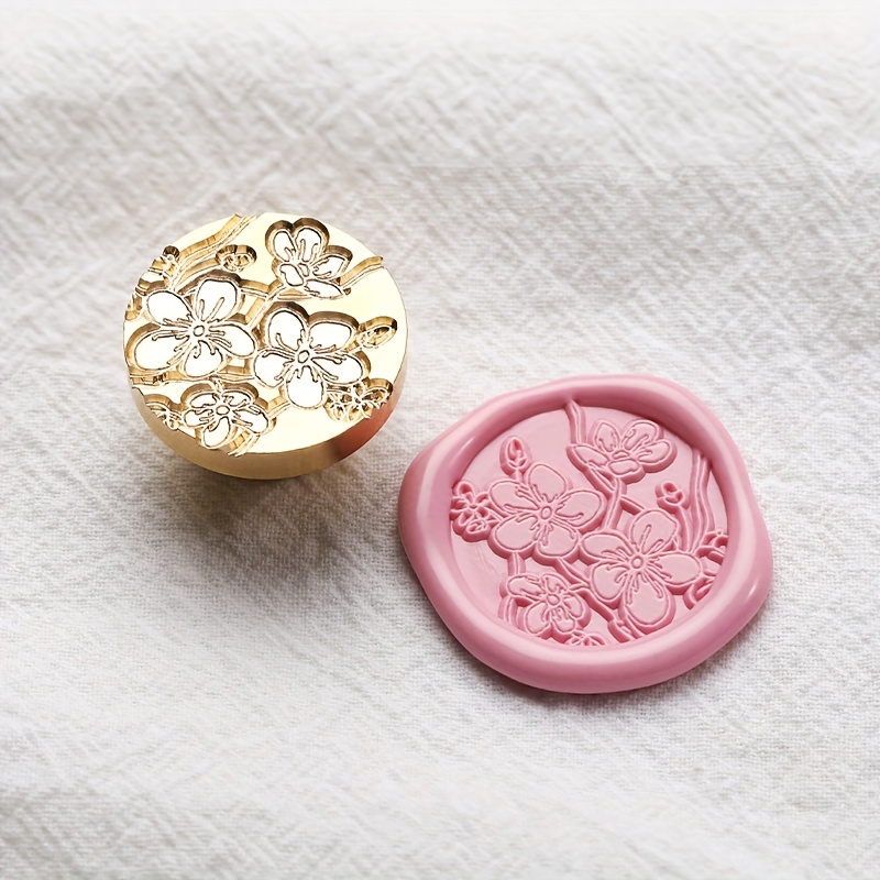 Round Brass Wax Seal Plant Series Cute Style Flower Seal - Temu