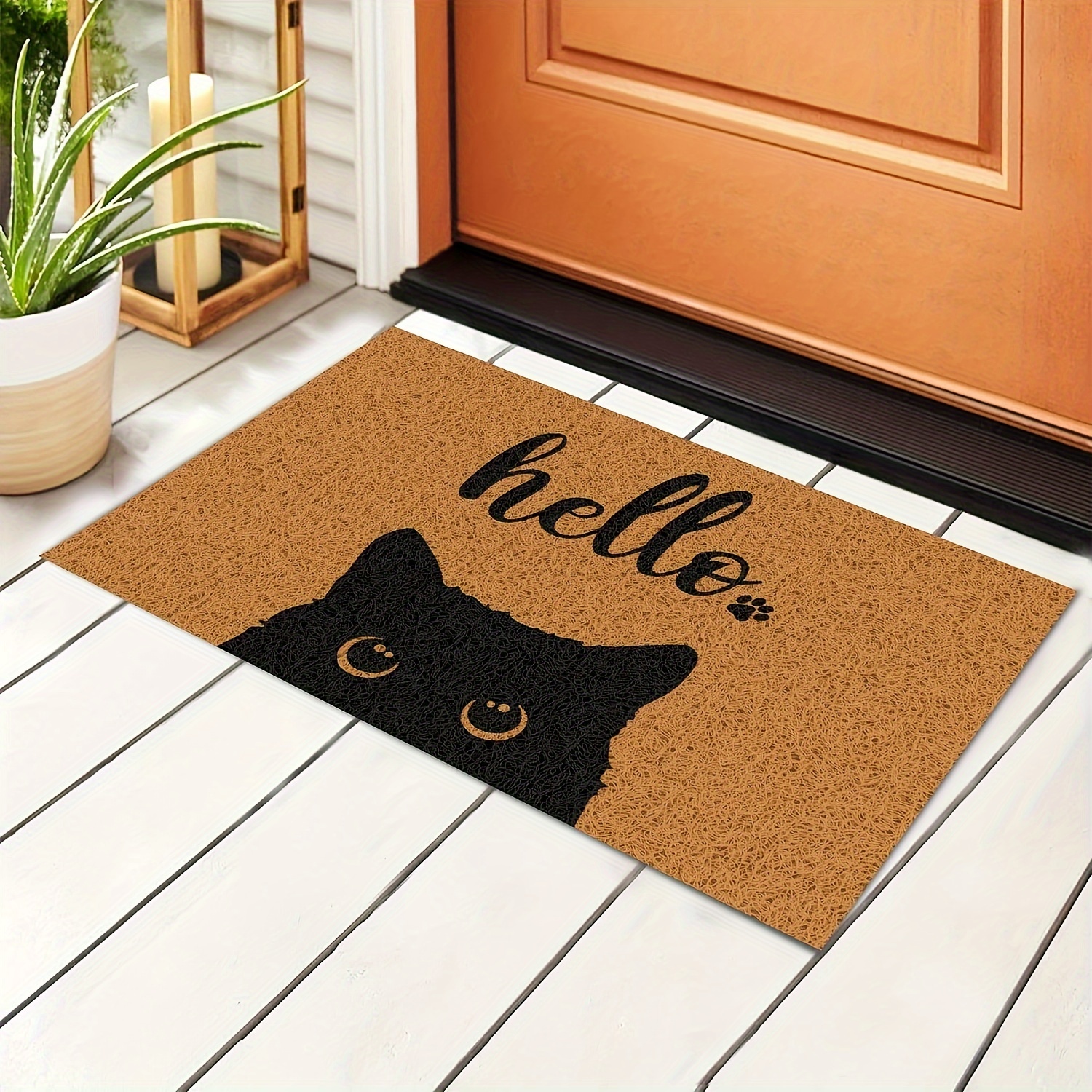 1pc Cute Cat Print Welcome Doormat, Dirt Resistant Anti-slip Floor Area  Rug, Machine Washable, Absorbent Bath Mat, Suitable For Living Room Bedroom  Ba