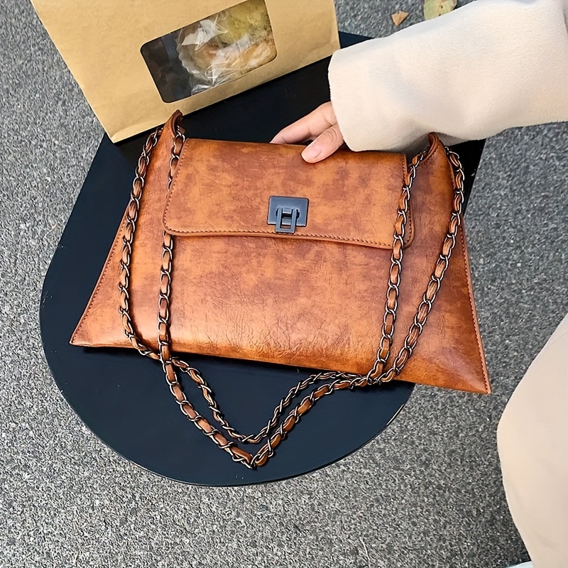 Vintage Envelope Chain Crossbody Bag for Young Girls Designer