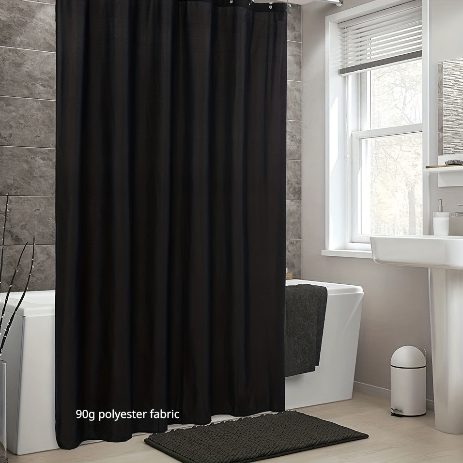 Cortina de baño antimoho de plástico grueso, 138 x 198 cm, color negro