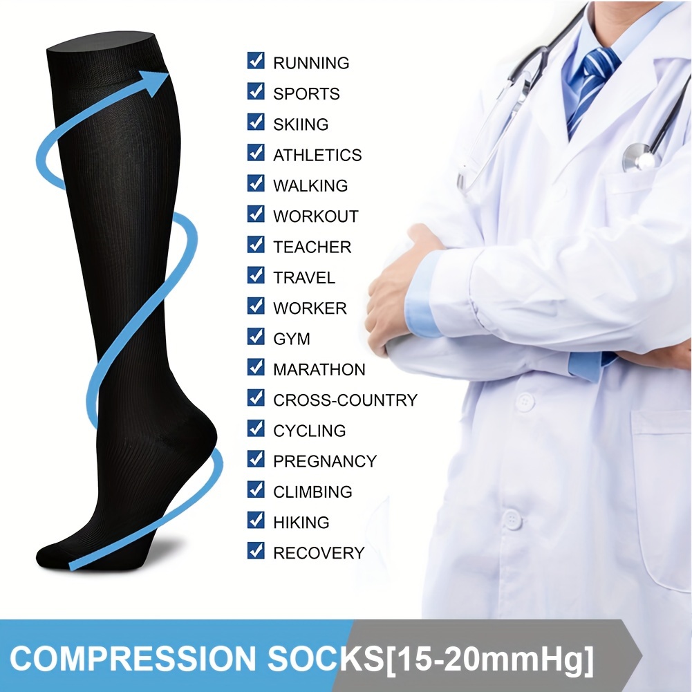 Compression Socks for Women & Men 15-20 mmHg Knee High Stockings
