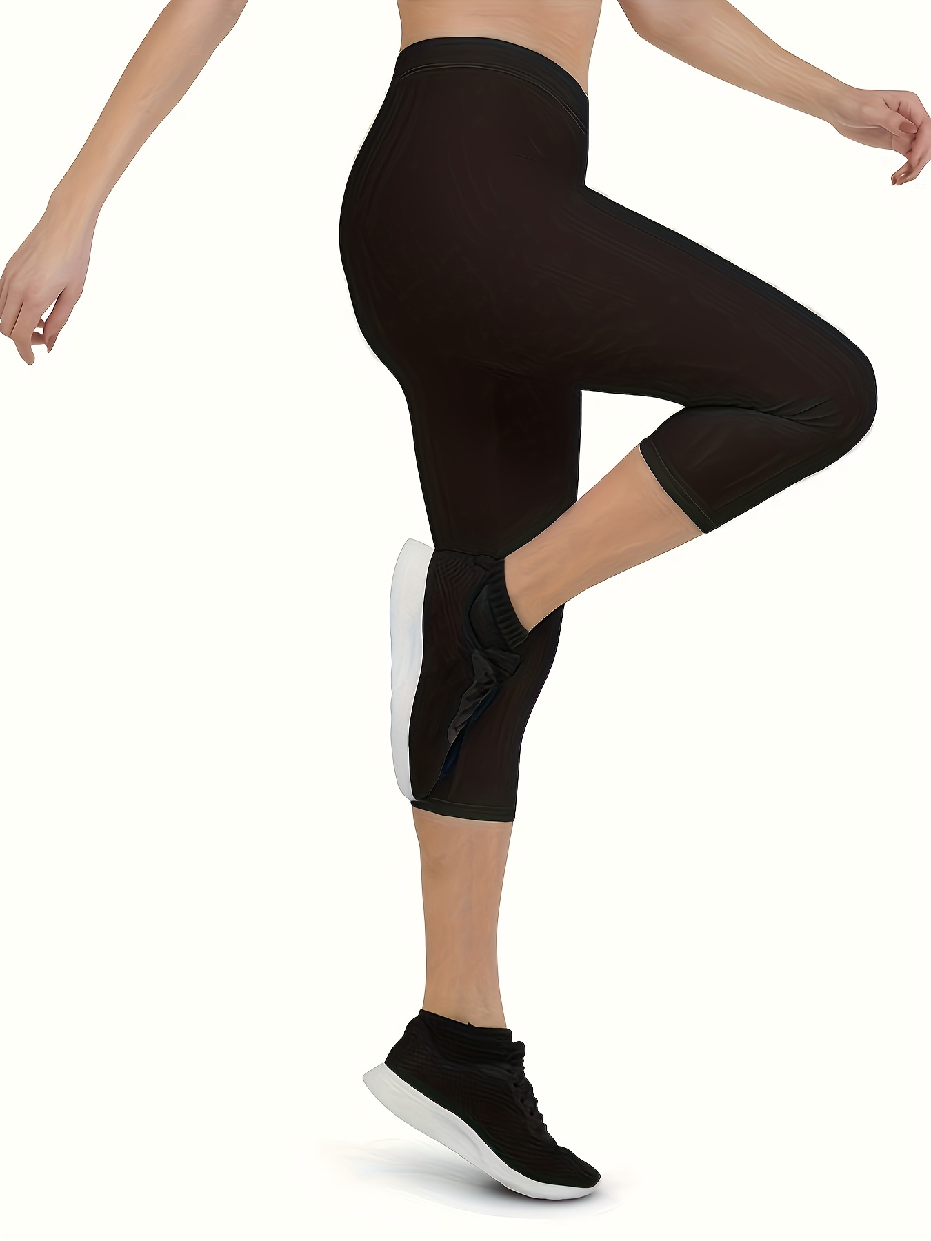 Women's Black Mesh Capri Leggings for Yoga, Fitness, and Running -  Breathable and Comfortable Activewear