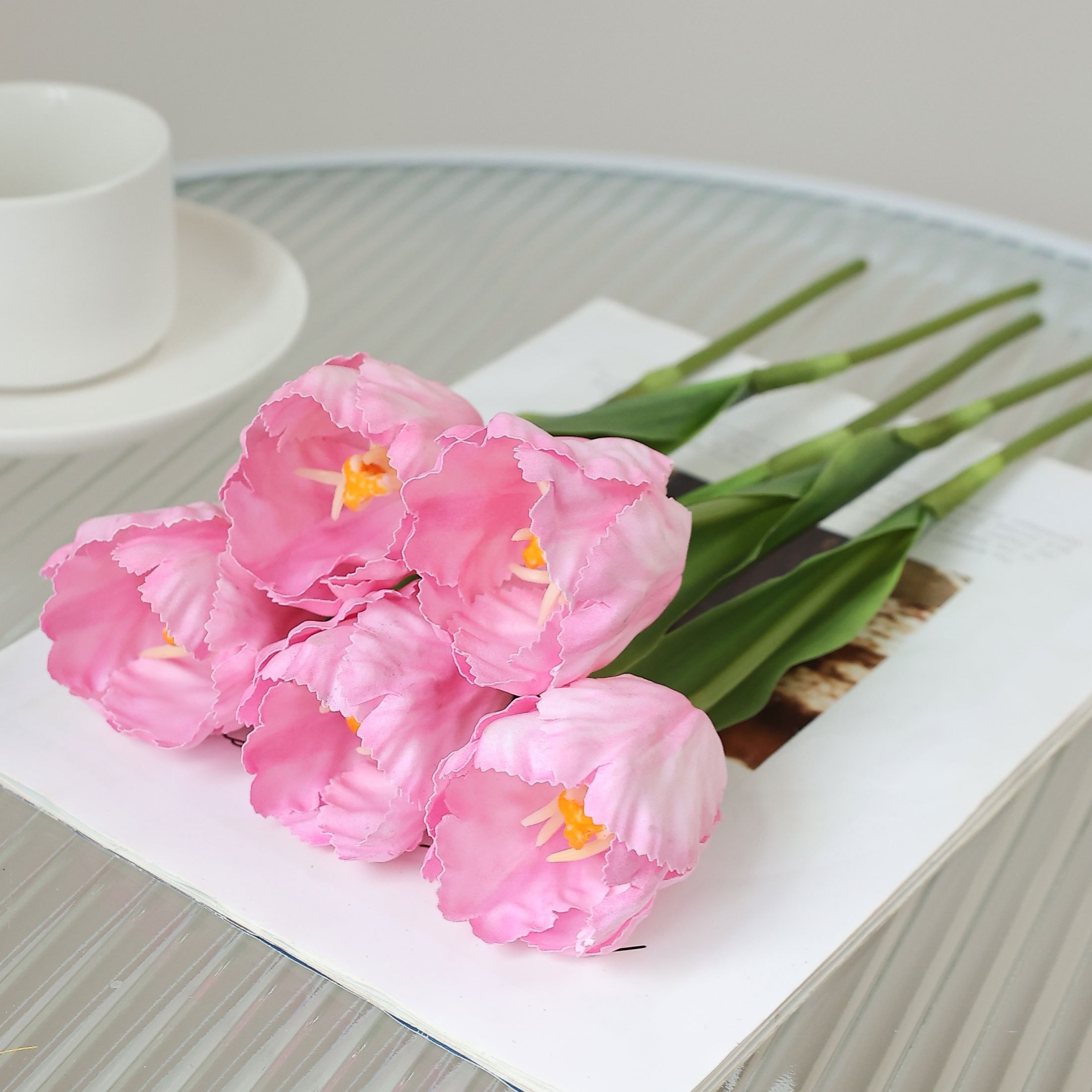 5pcs Artificial Rose Peony Real Touch Flowers for Home Table