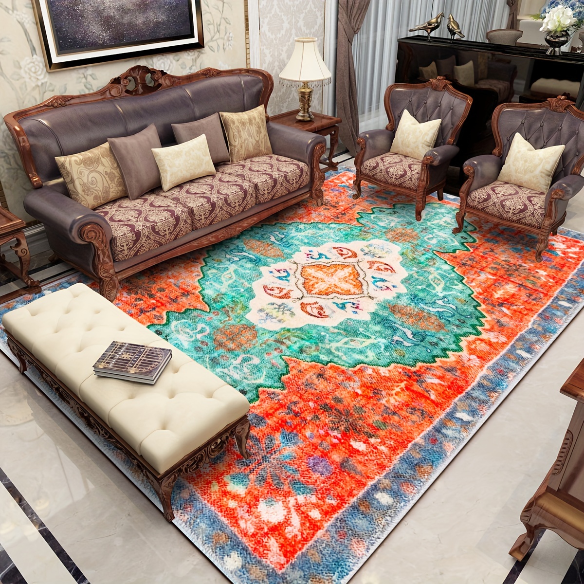 Vintage Persian Rug Living Room Decoration Carpet Office - Temu