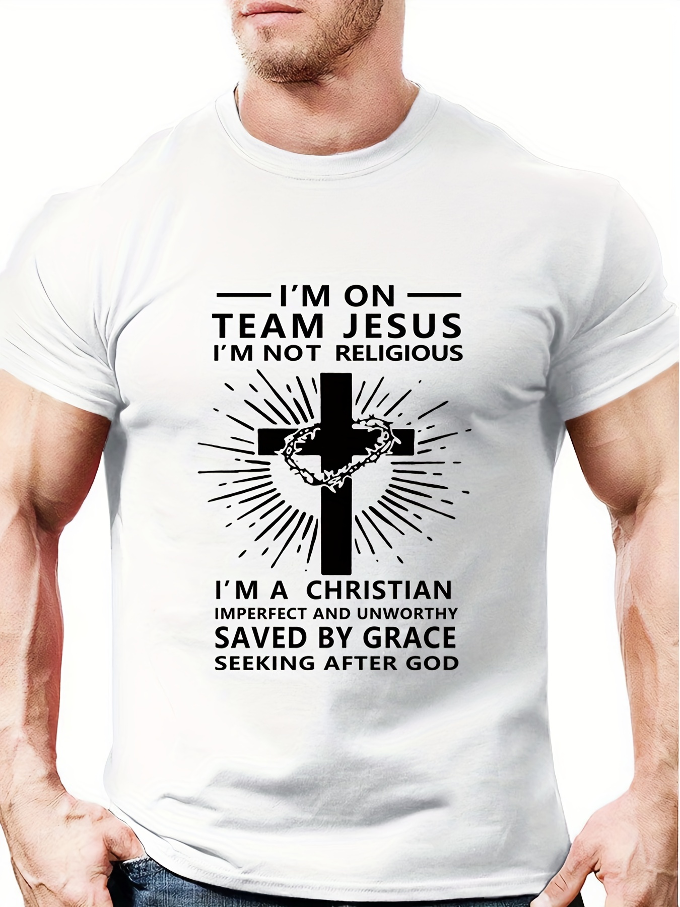 Plus Size Men's Jesus Cross And American Flag Colorful 3d T Shirt