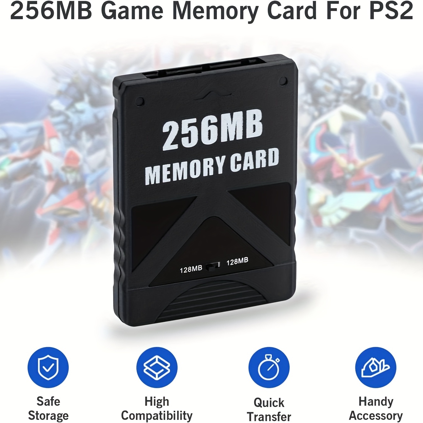 PS2 Memory Card 256MB For Sony PlayStation 2 Game Saves Pack High