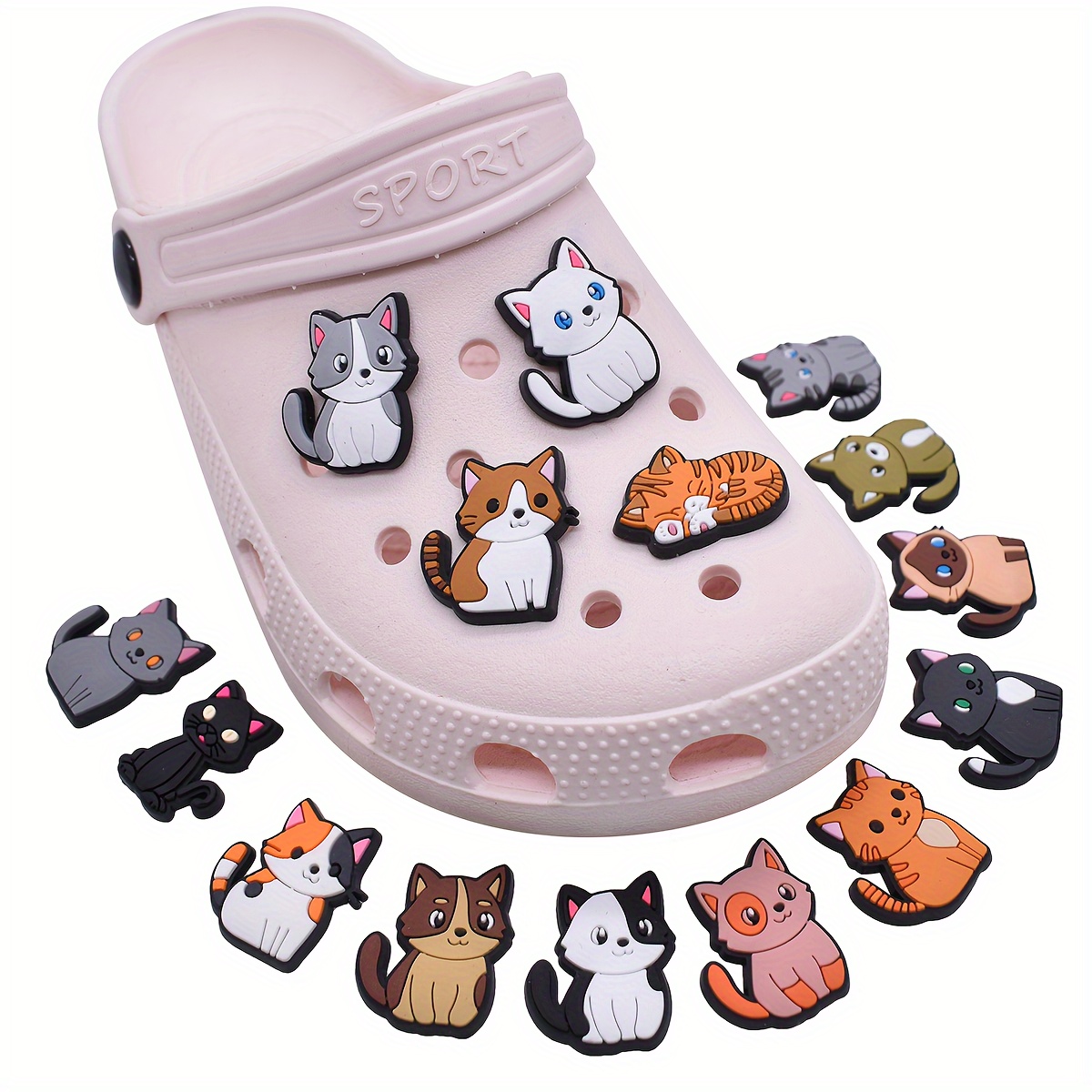 Cute Cat Shoes Accessories Cartoon Cute Black White Cat Set - Temu