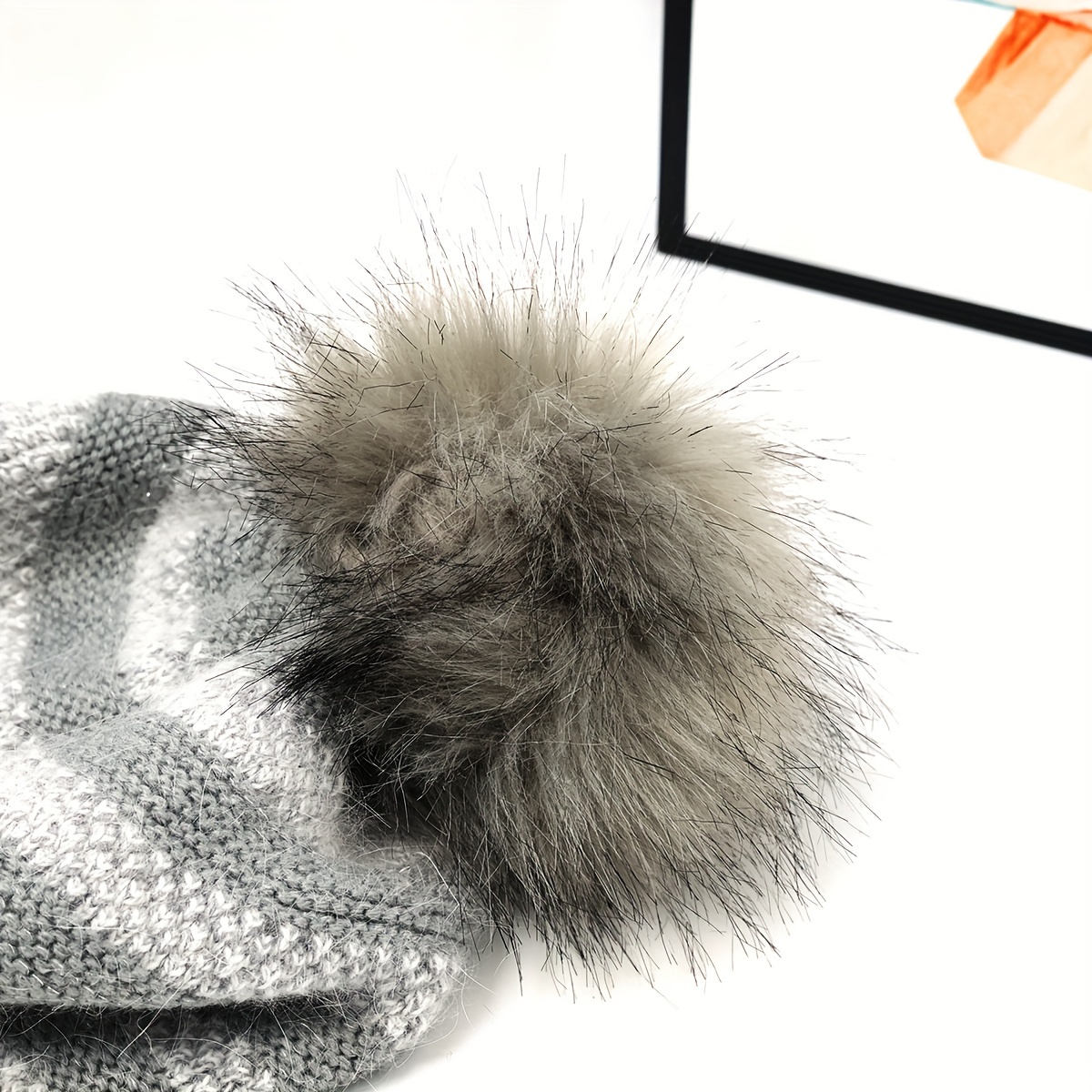 Classic Striped Beanie Brim Trendy Pom Decor Color Block - Temu Canada