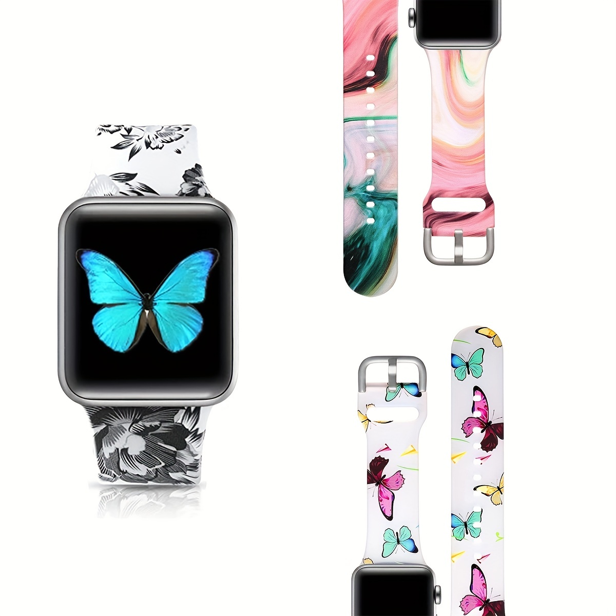 Butterfly Print Watchband Compatible With Apple Watch