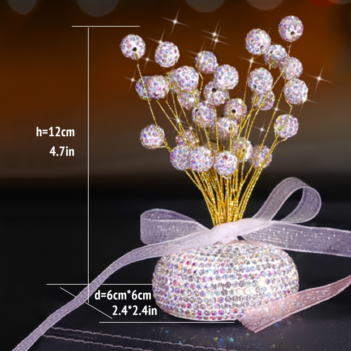 Crystal Fashion Diamond Flower In Vase Ornament Car - Temu