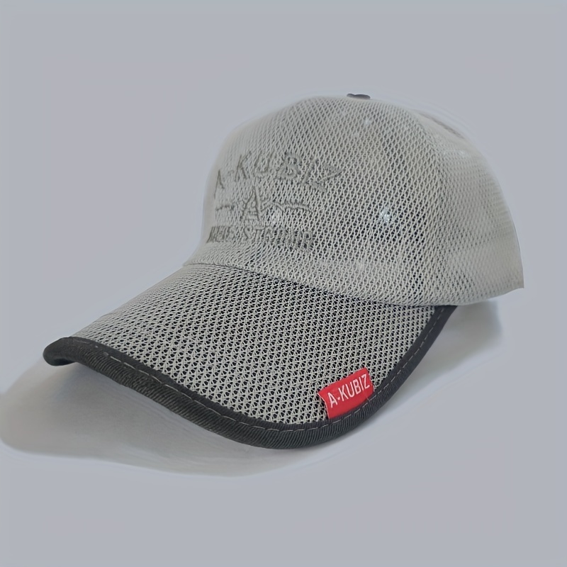 Khaki Casual Mesh Baseball Baseball Hat, Dad Hats, Men's Breathable Summer Caps Dad Hat Outdoor Fishing Hats Gorras Snapback Trucker Sunscreen