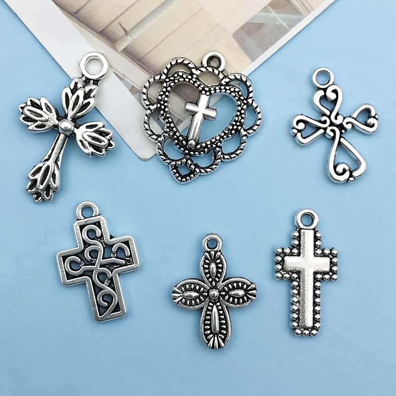 Randomly Mix 15pcs Antique Silver Fashion Cross Charms Pendants For Jewelry  Making Findings Crafting Accessory For DIY Necklace Bracelet