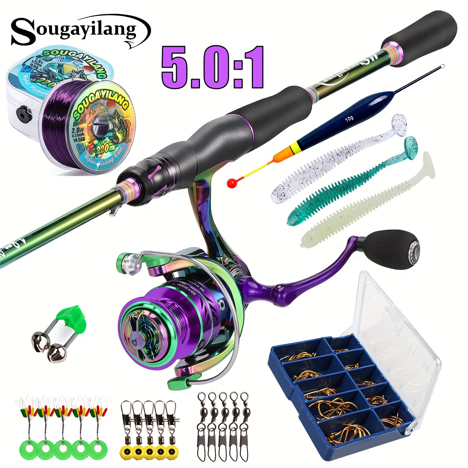 Sougayilang 2 Sections Fishing Rod And Reel Combo, High Sensitive Carbon  Spinning Fishing Rod, 5.0:1 Gear Ratio Aluminum Spool Fishing Reel, For  Fresh