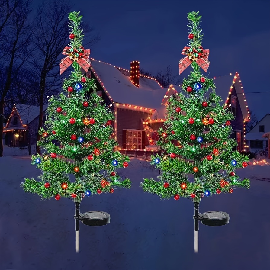 Luces solares para árbol de Navidad, luces Led impermeables para exteriores,  jardín, césped, paisaje, luces de suelo decorativas festivas, nuevo
