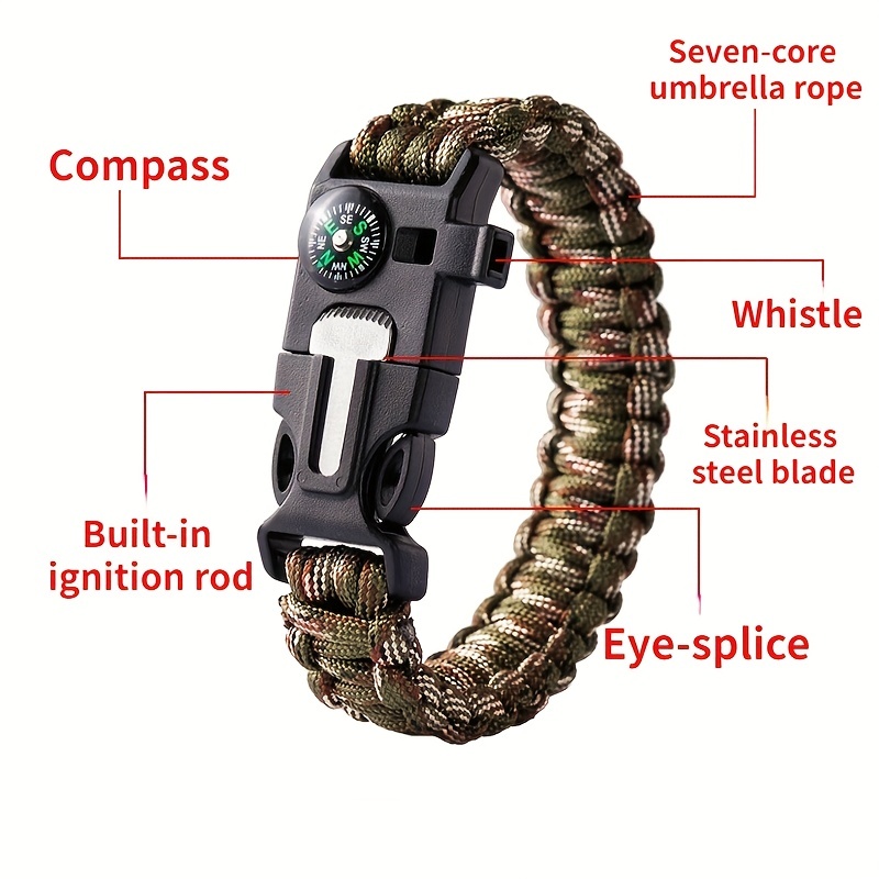 7 Core Paracord Emergency Sports Wristband Gear Kit - Temu