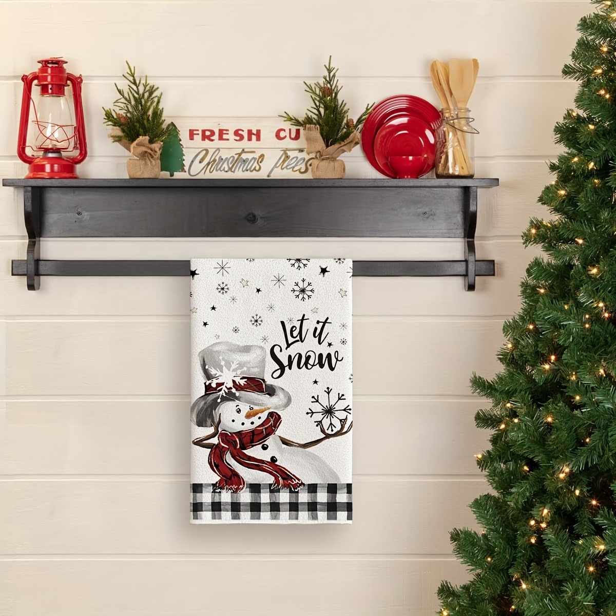 Christmas Hand Towel, Black And White Check Gentle Tie Snowman Kitchen Towel,  Christmas Kitchen Decoration, Microfiber Tea Towel, New Home Bathroom  Disguise Gift - Temu