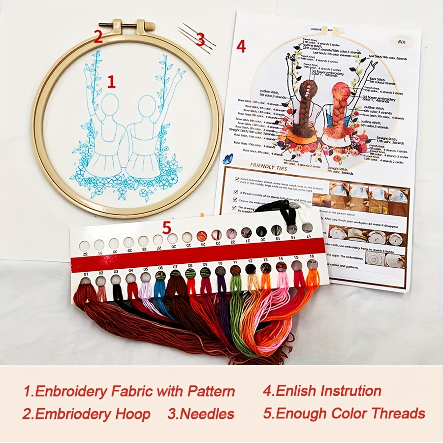 Beginners Embroidery Stitch Practice Kit Embroidery Kit - Temu