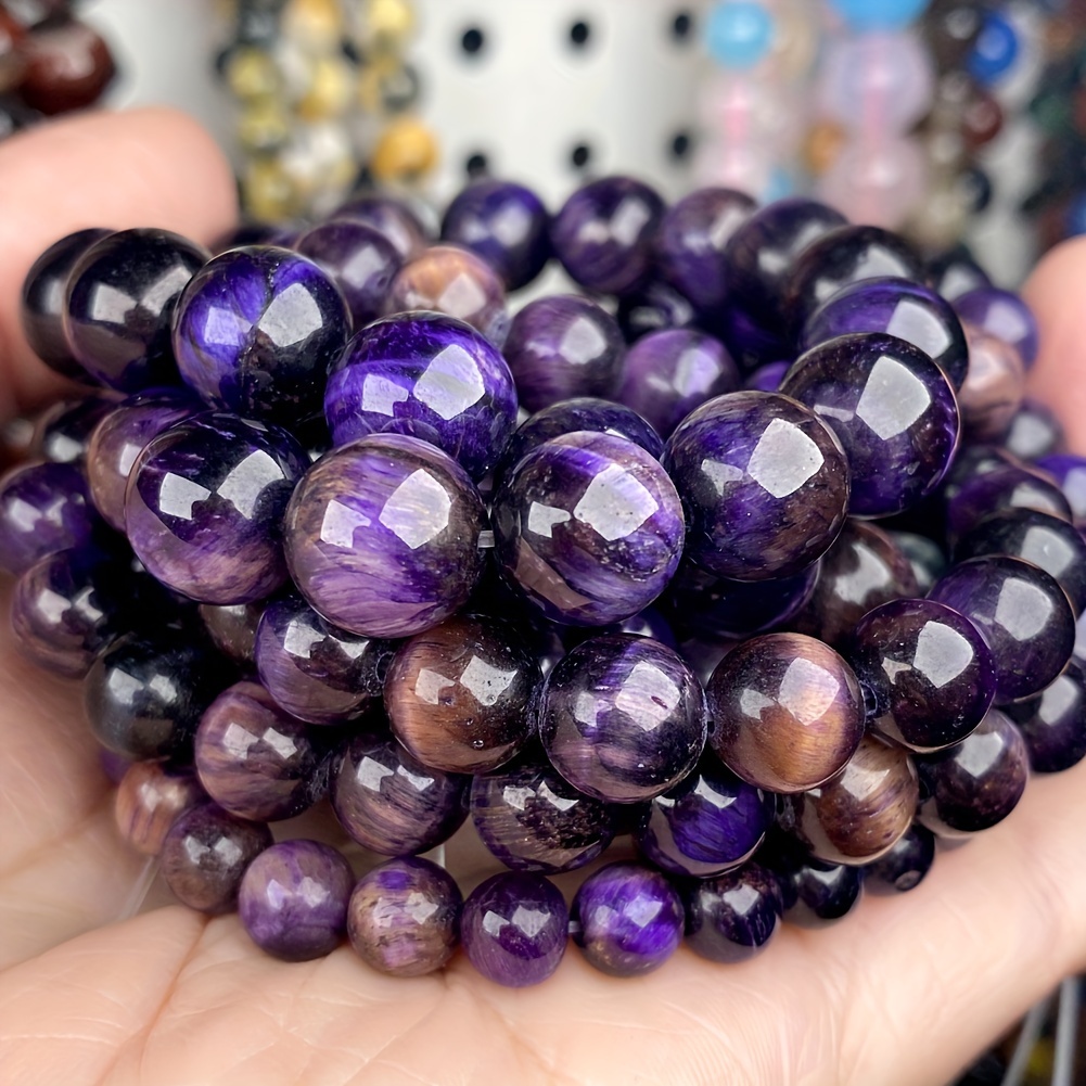 Purple Tiger Eye Stone Beads, Round Loose Beads For Jewelry Making, Diy  Necklace Bracelet Earring Accessories - Temu Mexico