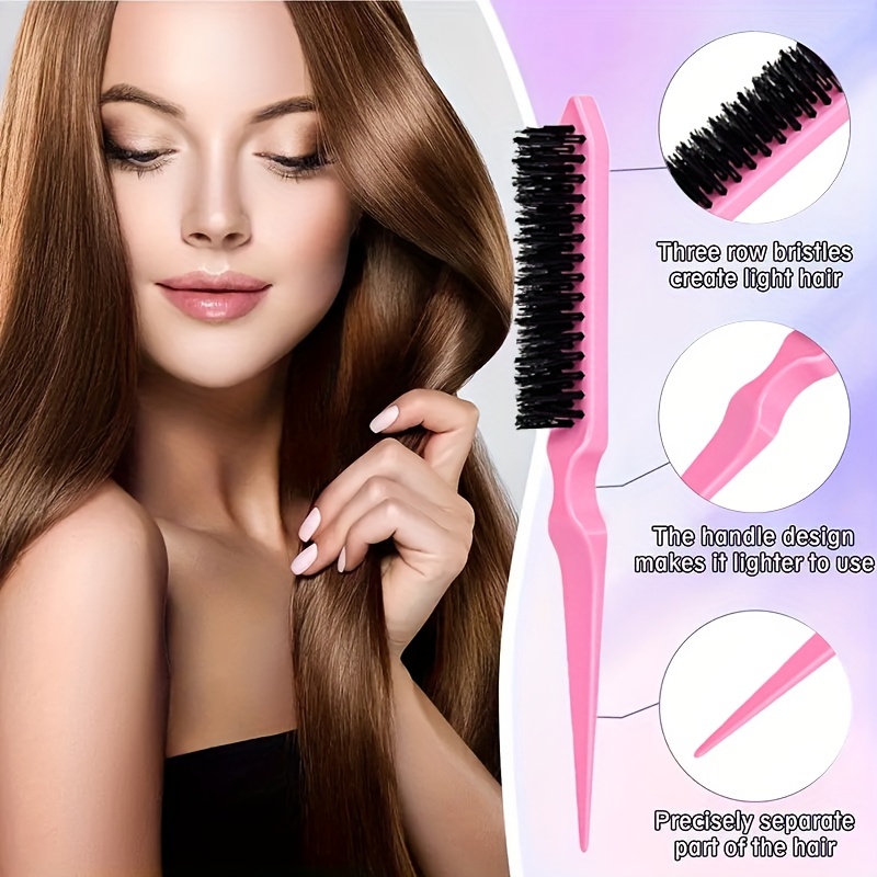 6 Pieces Hair Edge Brush with Rat Tail Comb Double Sided Control Hair Comb  Hair Edge Brush Comb for Women Girls Beauty Natural Styling Hair Edge