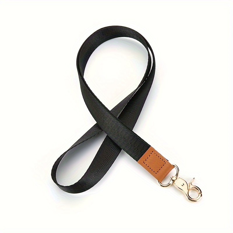 1pc Neck Leather Lanyard, Cute Keychain Holder for Women Men, Comfortable Long Strap with 2 Rings.,Temu