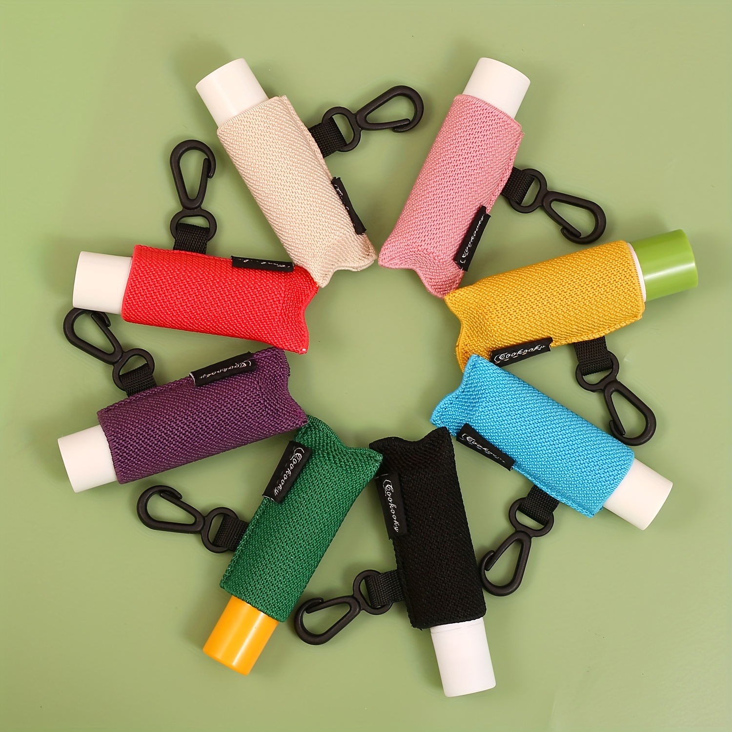 

1pc Lip Balm Holder Keychain Minimalism Sleeve Lipstick Holder For Stylish Hook-on Tight-knit Elastic Lip Balm Holder Keychain Clip