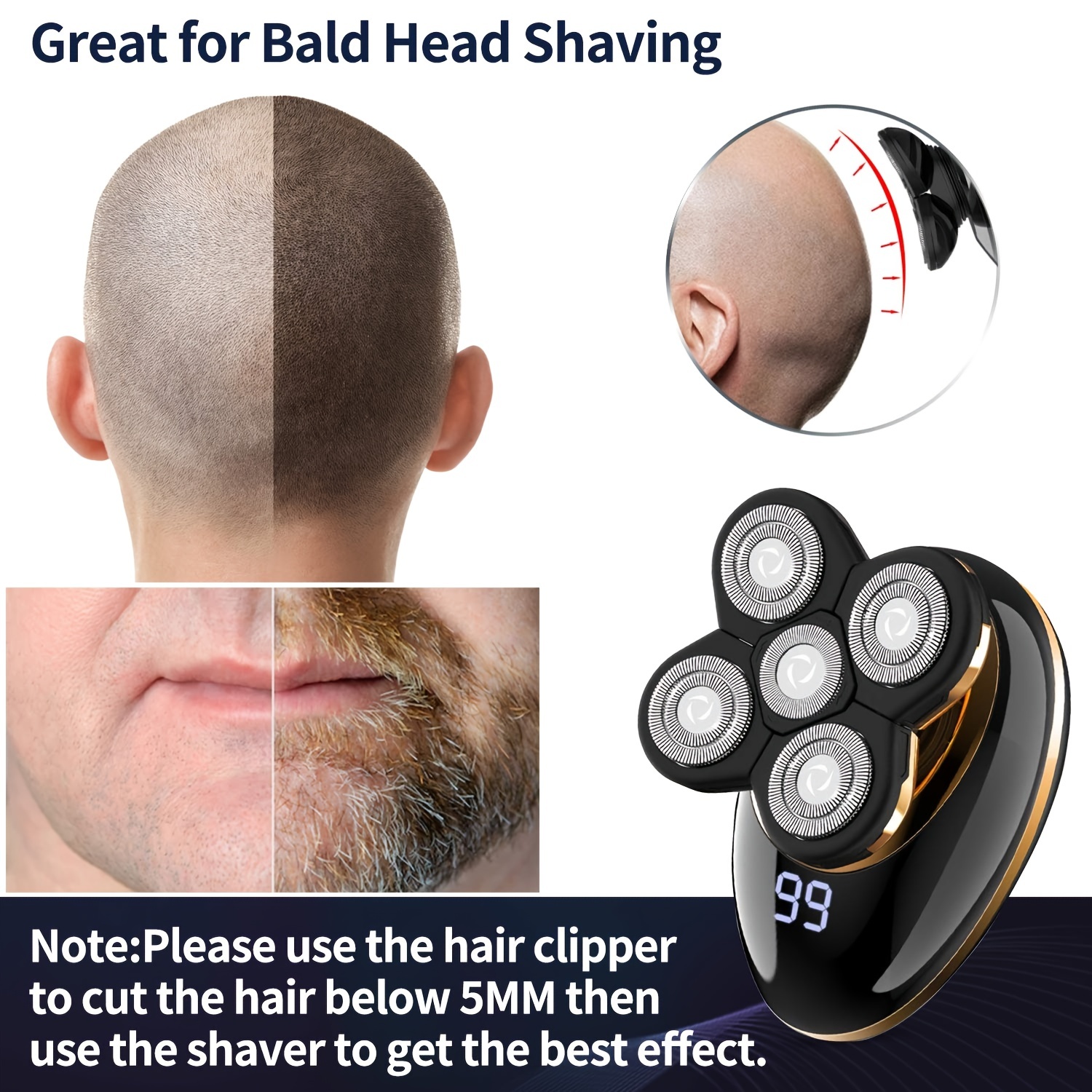 Afeitadoras de cabeza para hombres calvos, afeitadoras eléctricas, máquina  de afeitar profesional, impermeable, recortadora de barba para hombre