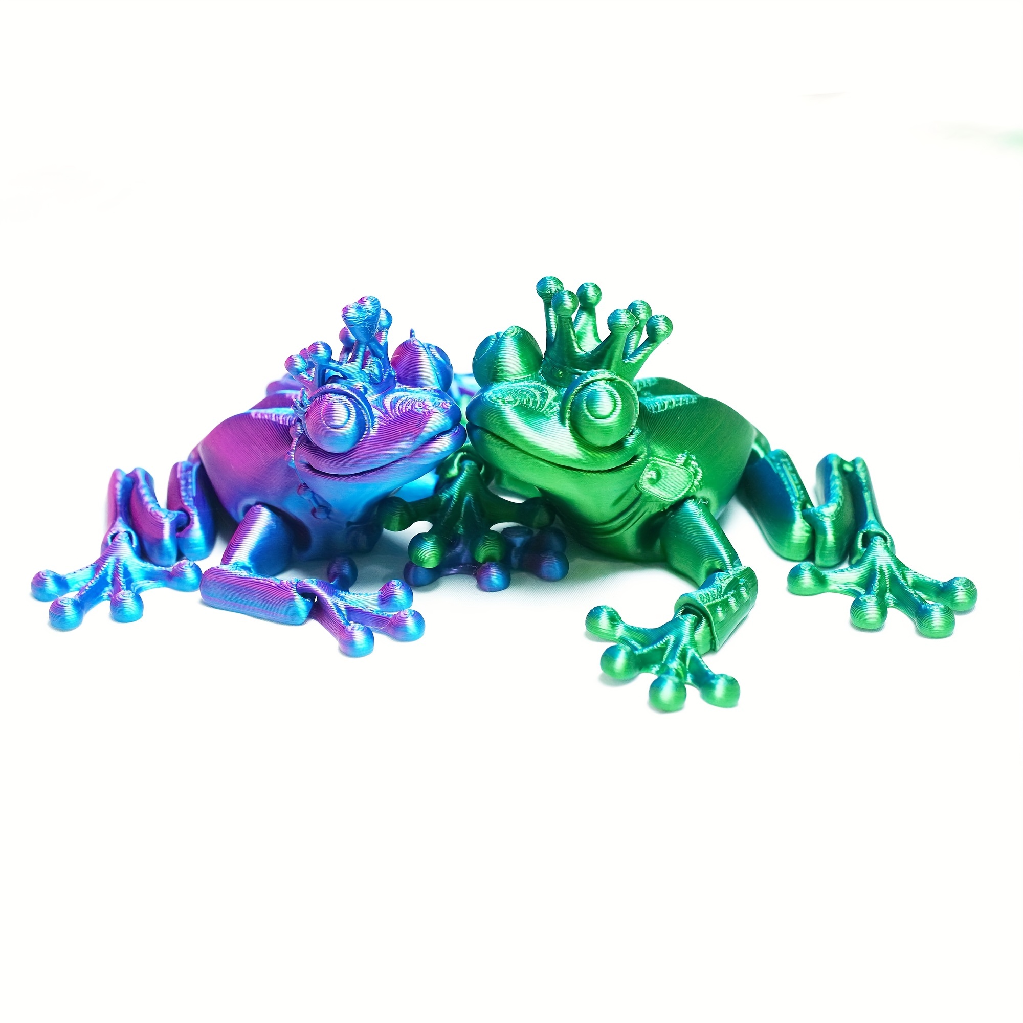2pcs 3D Printed One-piece Frog Prince, Phantom Colored Frog Princess With  Movable Joints, Creative Collectible Toys, Toad Couple Animal Ornaments, Fun