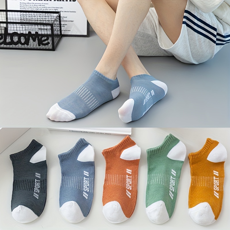 5pairs Unisex Casual Breathable Comfortable Low Cut Ankle Socks For Summer,  Trendy Socks For Men Women