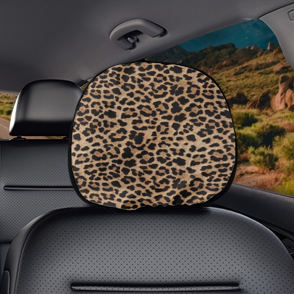 Leopard Animal Pattern Car Headrest Cover Classic Universal - Temu