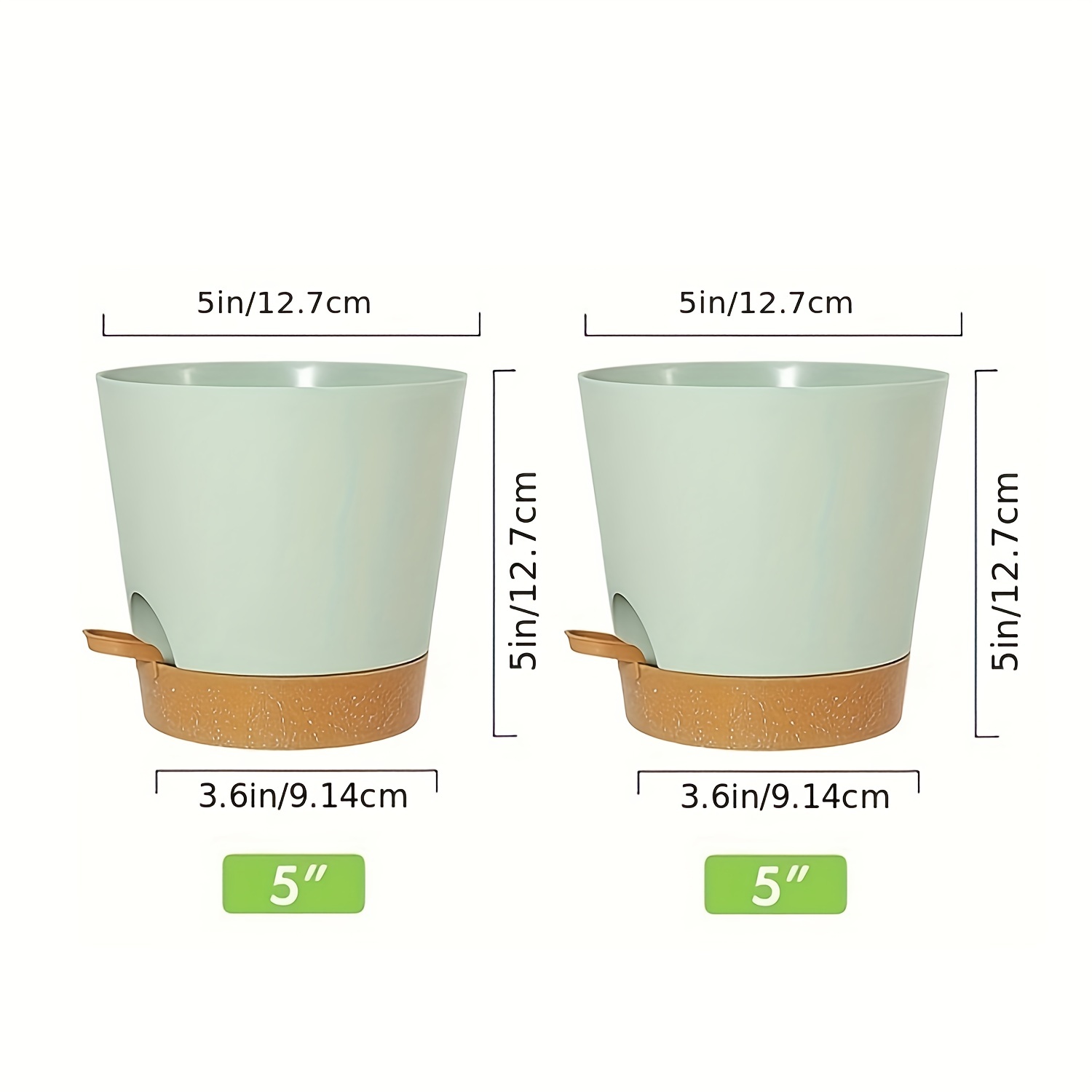 4 Pack 6 Inch Self-Watering Plant Pots - Plastic Planters with