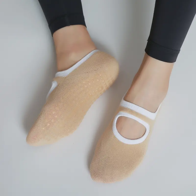 1pair Circular Toe Barefoot Open Back Anti-Slip Yoga Socks