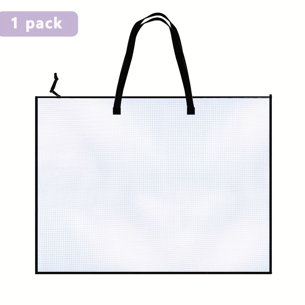 Outus 2 Pieces Art Portfolio Bag Poster Storage Bag Board Holder with  Handle and Zipper 19 x 25 Inch Organizer Transparent Bag for